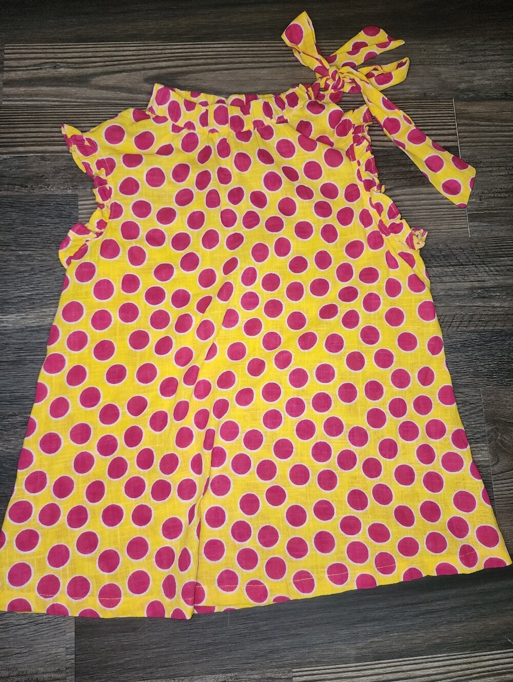Ivy Jane Sleeveless Ruffle XS Top Yellow Red Polka Dots Bow Shoulder Detail Boho